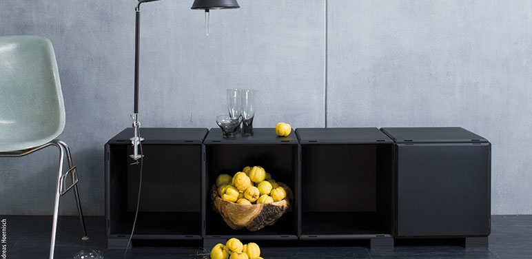 qubing sideboard in black with base