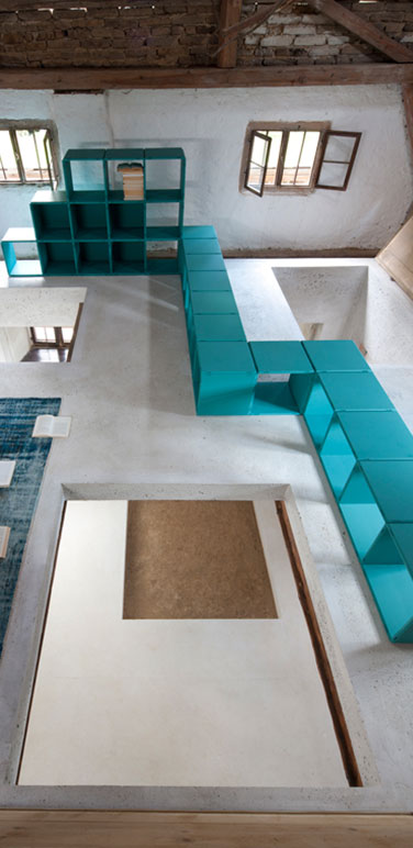 modular designer shelves turquoise