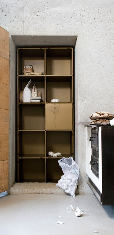 qubing shelving for the kitchen in gold for recesses and corners